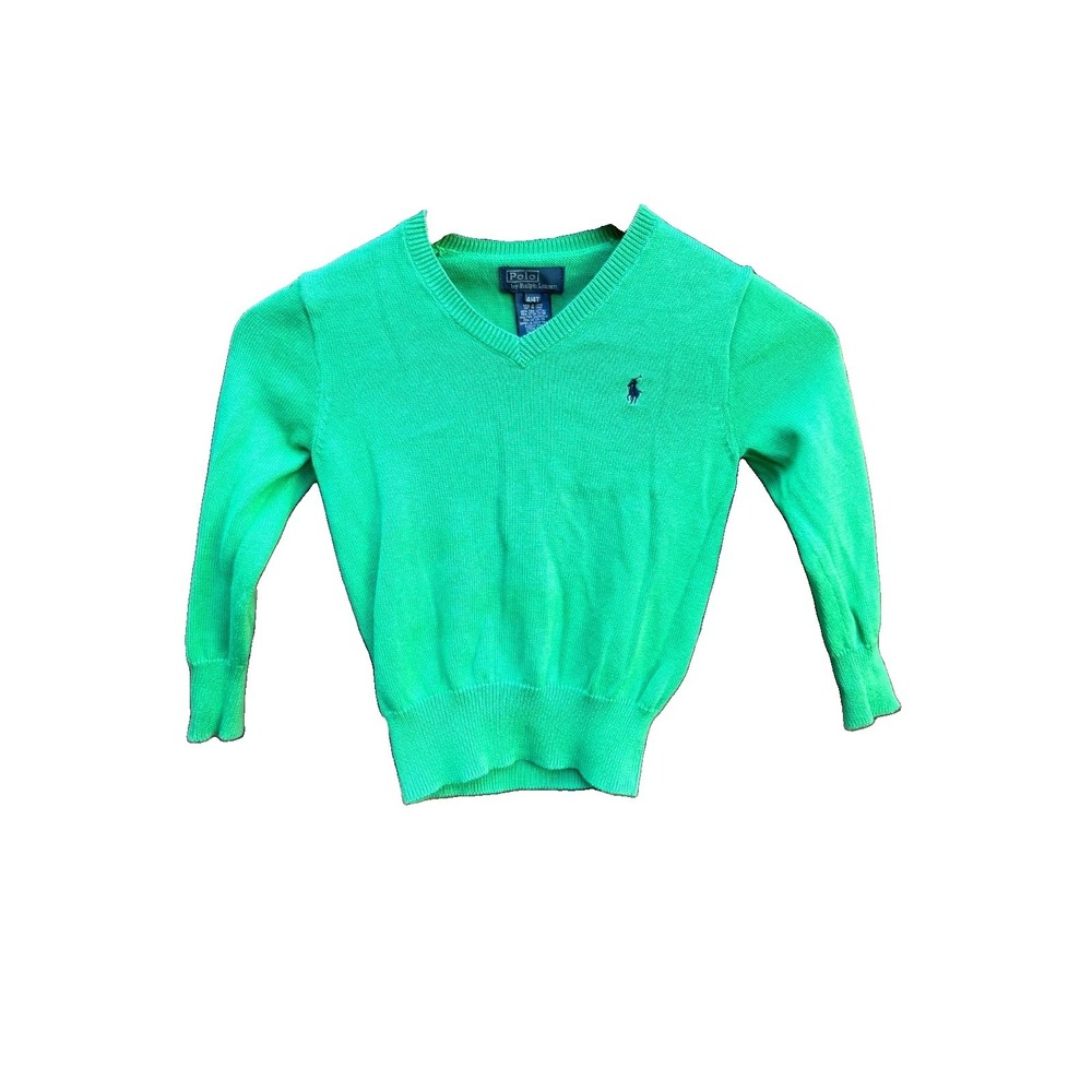 Polo By Ralph Lauren Pullover Sweater Kid's 4T Green Classic Designer Knitwear